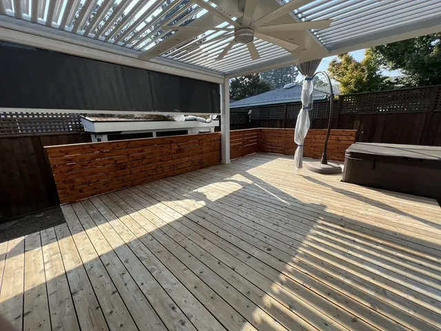 Covered Deck & Cedar Wall